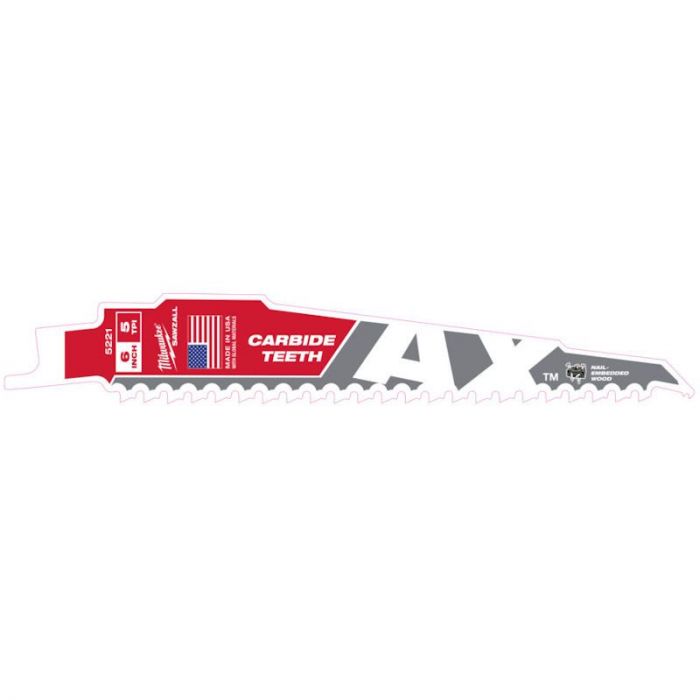Полотно для шабельних пил AX CARBIDE MILWAUKEE, 150мм/5мм, (5шт), (деревина з цвяхами)