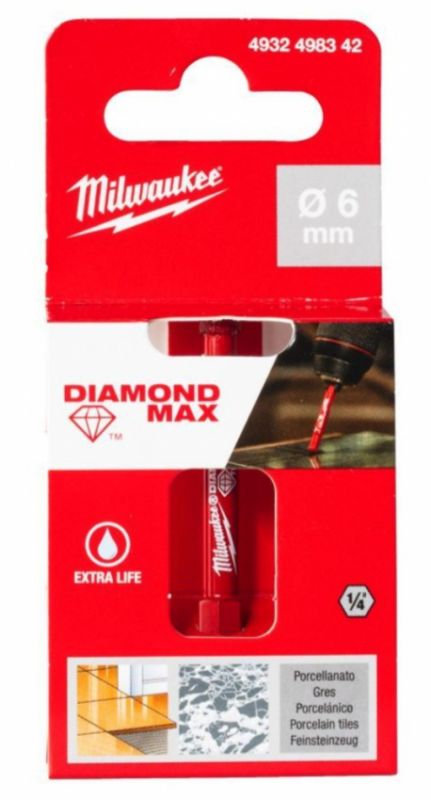Коронка алмазна Diamond Plus MILWAUKEE, Ø6,0мм (1/4 Hex)