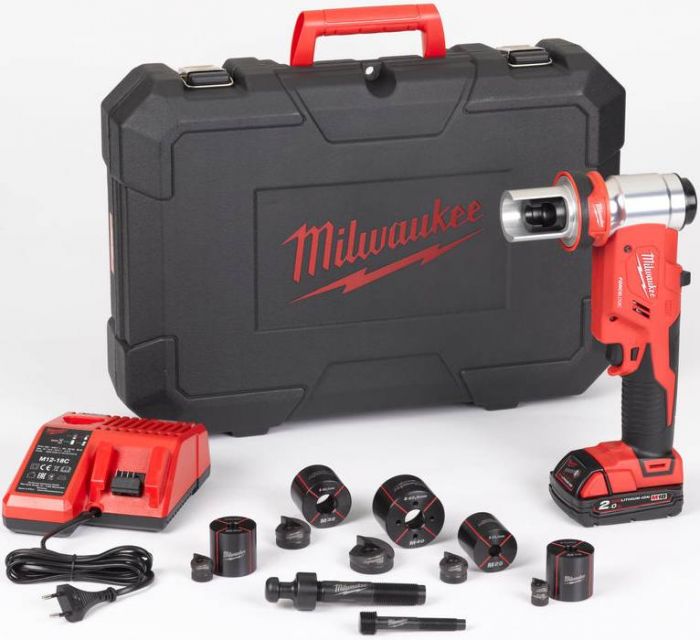 Акумуляторний гідравлічний пробійник MILWAUKEE M18 HKP-201CA ( зарядний пристрій, 1 акум.X M18 B2 (2Ач)