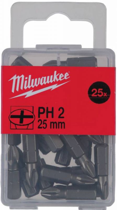 Біта MILWAUKEE, PH2, 25мм, (25шт)