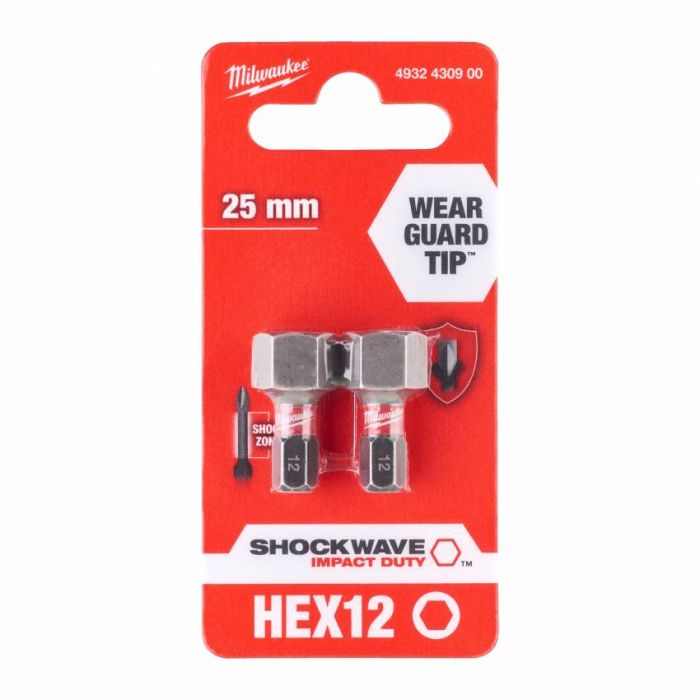 Біта  SHOCKWAVE MILWAUKEE, Hex12, 25 мм, (2шт)