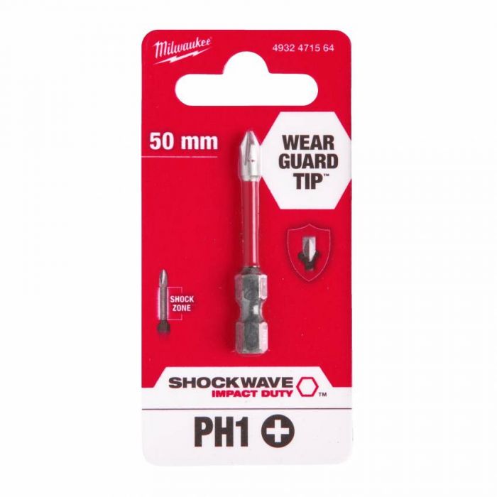 Біта SHOCKWAVE MILWAUKEE, PH1, 50 мм (1шт); блістер