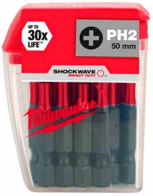 Біта SHOCKWAVE MILWAUKEE, PH2, 50мм, (10шт)