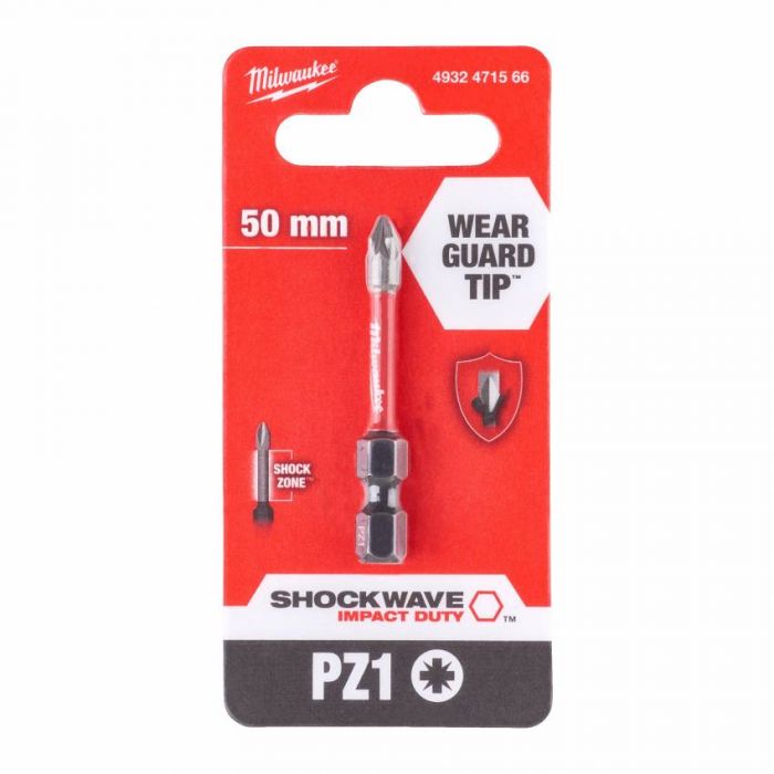 Бита SHOCKWAVE MILWAUKEE, PZ1, 50мм (1шт); блистер