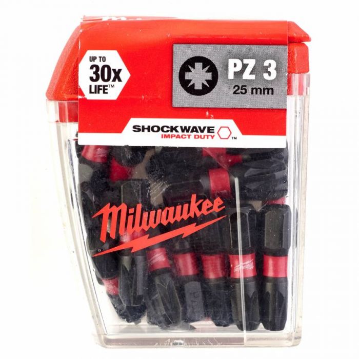 BIT SHOCKWAVE MILWAUKEE, PZ3, 25 мм, (25 шт.)