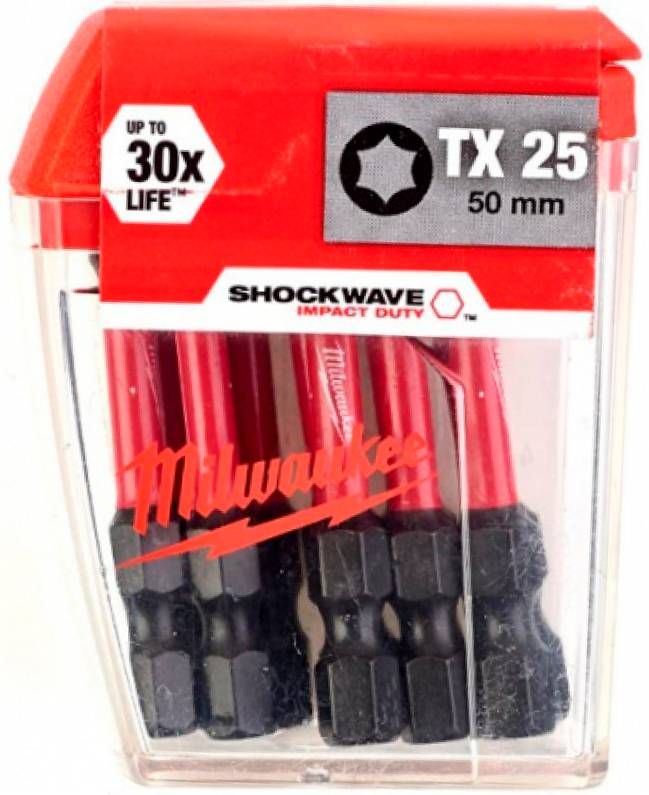 BIT SHOCKWAVE MILWAUKEE, TX25, 50 мм, (10 шт.)