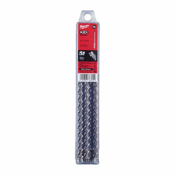 Бур SDS-PLUS MX4 MILWAUKEE, Ø10x215x150mm, (10шт)