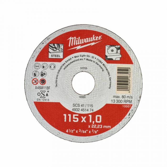 Диск відрізний MILWAUKEE, SCS 41/125х1,5, Ø125мм