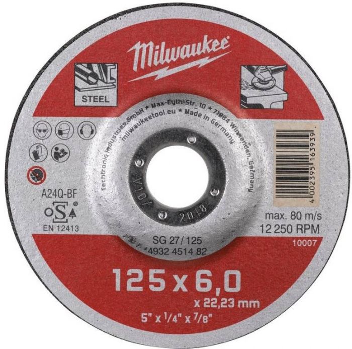 Диск зачисний MILWAUKEE, SCS 41/125х6, Ø125мм