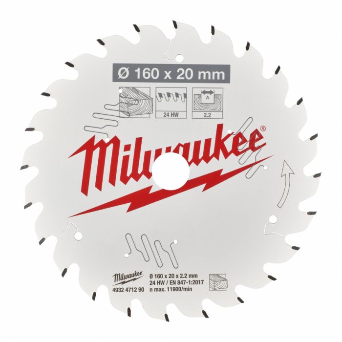 Диск пильний Alu PFTE MILWAUKEE, Ø165х20х2, 2мм, 52 зуб.