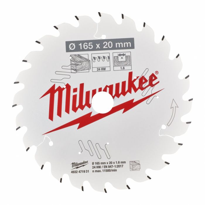 Диск пильний Alu PFTE MILWAUKEE, Ø165х20х2, 2мм, 52 зуб.