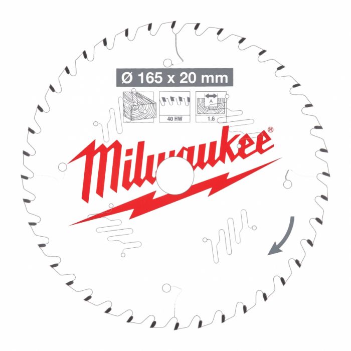 Диск пильний Alu PFTE MILWAUKEE, Ø165х20х2, 2мм, 52 зуб.