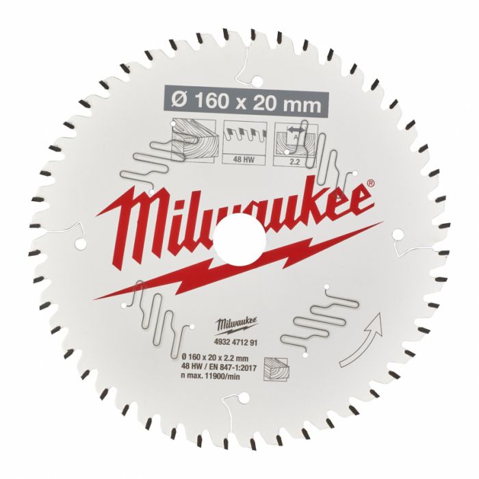 Диск пильний Alu PFTE MILWAUKEE, Ø165х20х2, 2мм, 52 зуб.