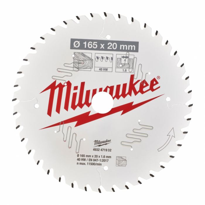 Диск пильний Alu PFTE MILWAUKEE, Ø165х20х2, 2мм, 52 зуб.