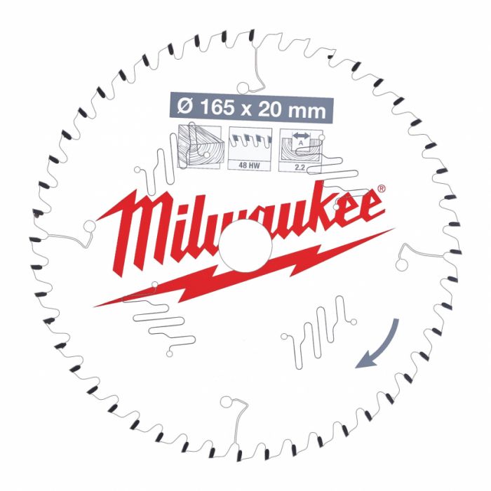 Диск пильний Alu PFTE MILWAUKEE, Ø165х20х2, 2мм, 52 зуб.