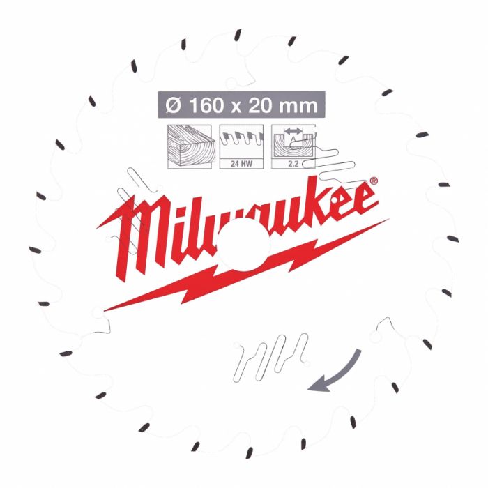 Диск пильний Alu PFTE MILWAUKEE, Ø165х20х2, 2мм, 52 зуб.