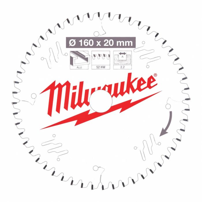 Диск пильний MILWAUKEE, Ø160х20мм, 52 зуб.