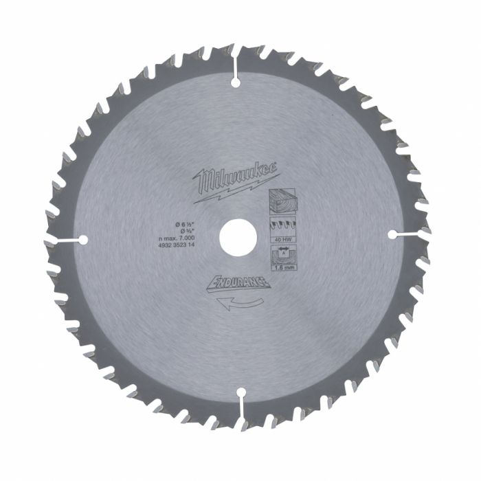 Диск пильний MILWAUKEE, Ø165/15,8/1,6мм, 40 зуб.