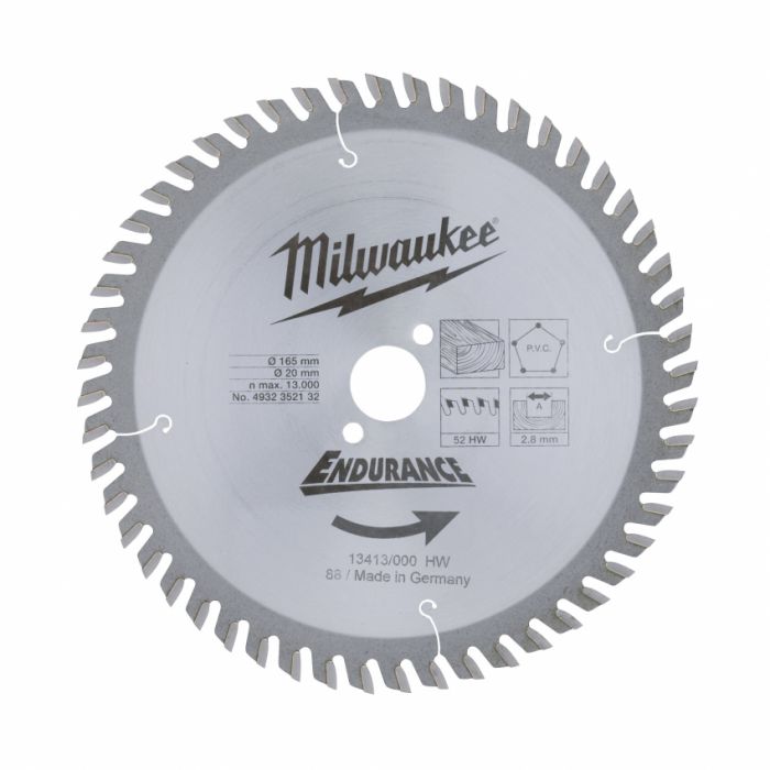 Диск пильний MILWAUKEE, Ø165/20мм, 52 зуб.