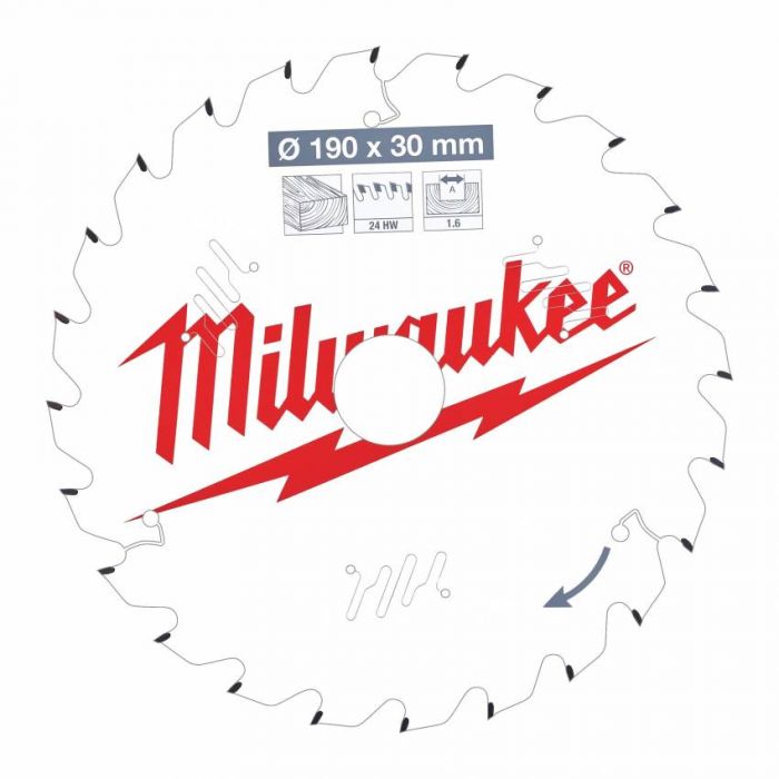 Диск пильний MILWAUKEE, Ø184/15,8мм, 24 зуб.