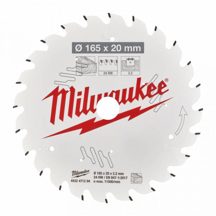 Диск пильний MILWAUKEE, Ø184/15,8мм, 24 зуб.