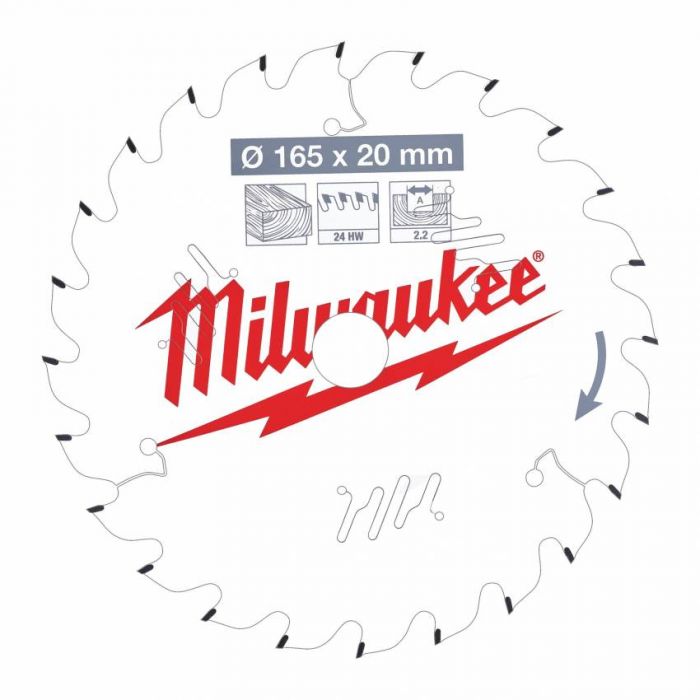 Диск пильний MILWAUKEE, Ø184/15,8мм, 24 зуб.