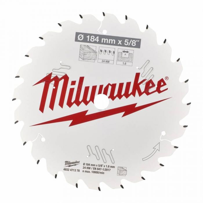 Диск пильний MILWAUKEE, Ø184/15,8мм, 24 зуб.