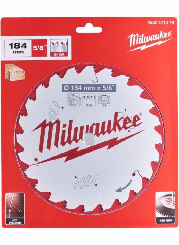 Диск пильний MILWAUKEE, Ø184/15,8мм, 24 зуб.