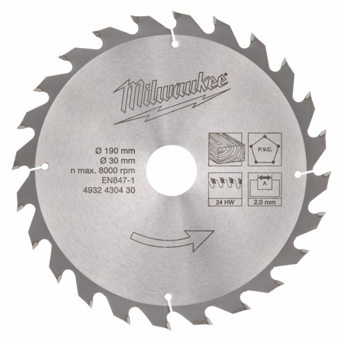 Диск пильний MILWAUKEE, Ø190/30/2мм, 24 зуб.