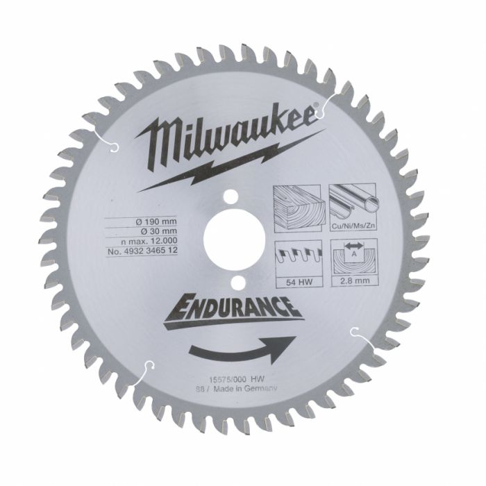 Диск пильний MILWAUKEE, Ø190/30мм, 54 зуб.