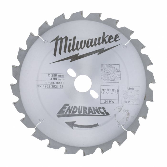 Диск пильний MILWAUKEE, Ø250/30мм, 24 зуб.