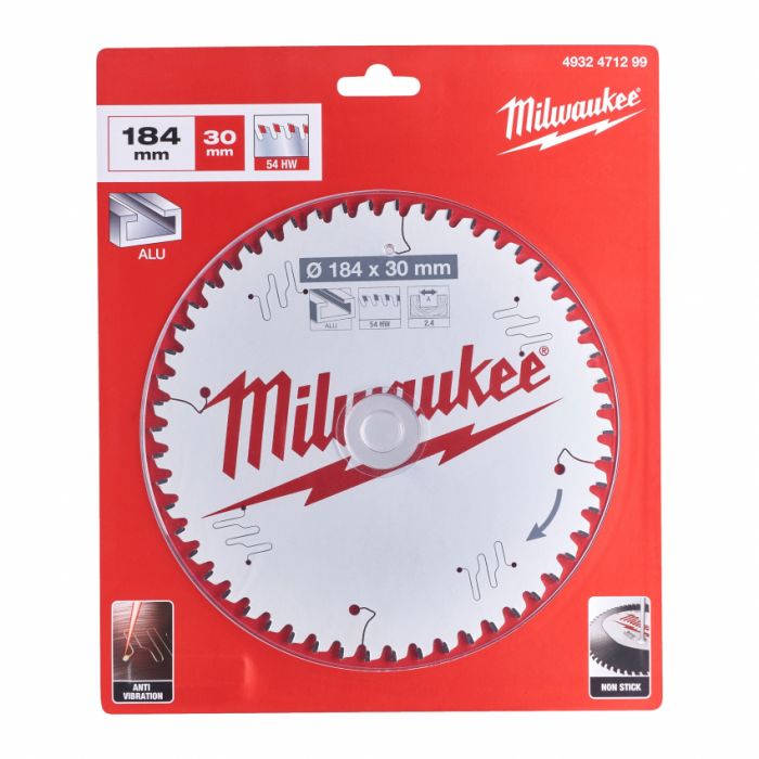 Диск пиляльний Alu PFTE MILWAUKEE, Ø184х30х2,4мм, 54 зуб. 1