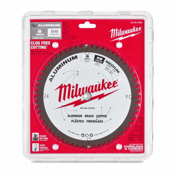 Диск пиляльний Alu PFTE MILWAUKEE, Ø203х5/8"х2,4мм, 58 зуб. 1