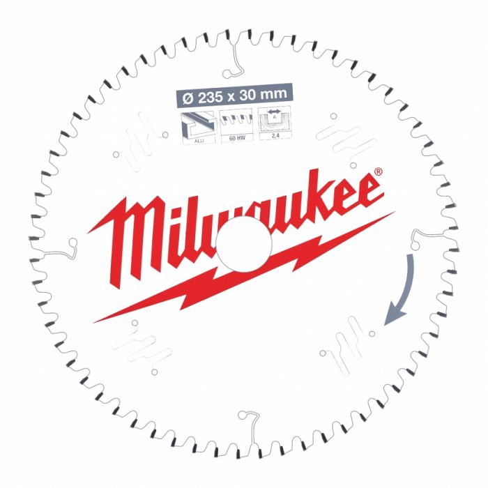 Диск пиляльний Alu PFTE MILWAUKEE, Ø235х30х2,4мм, 60 зуб. 1