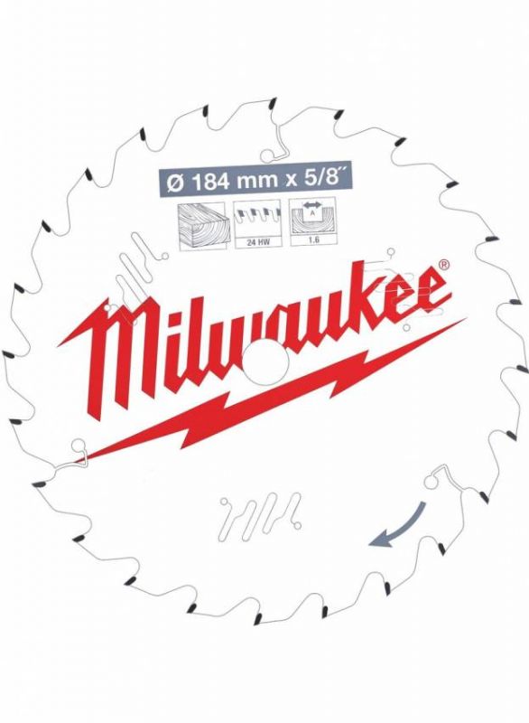 Диск пильний MILWAUKEE, Ø184/15,8мм, 24 зуб.