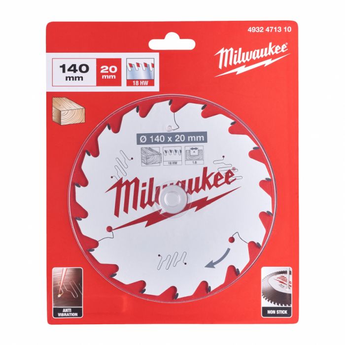 Диск пиляльний PFTE MILWAUKEE, Ø140х20х1,6мм, 18 зуб. 1