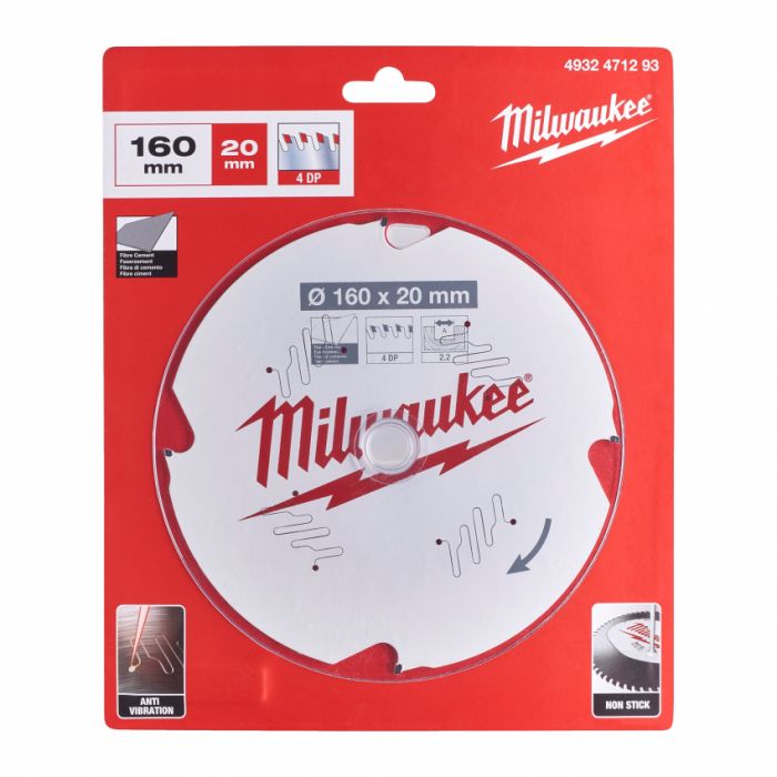 Диск пиляльний PFTE MILWAUKEE, Ø160х20х2,2мм, 4 зуб. 1