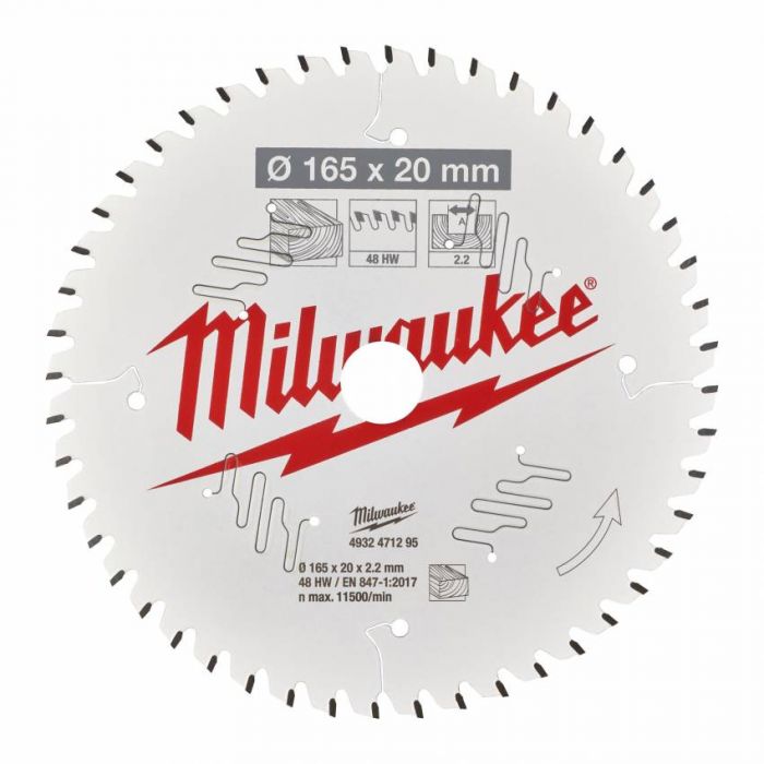 Диск пиляльний PFTE MILWAUKEE, Ø165х15,87х1,6мм, 40 зуб. 1