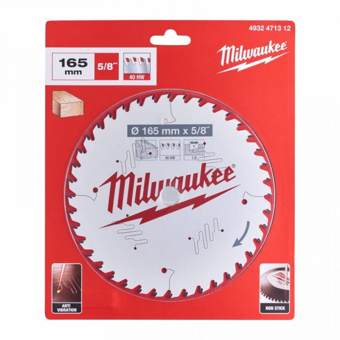 Диск пиляльний PFTE MILWAUKEE, Ø165х15,87х1,6мм, 40 зуб. 1