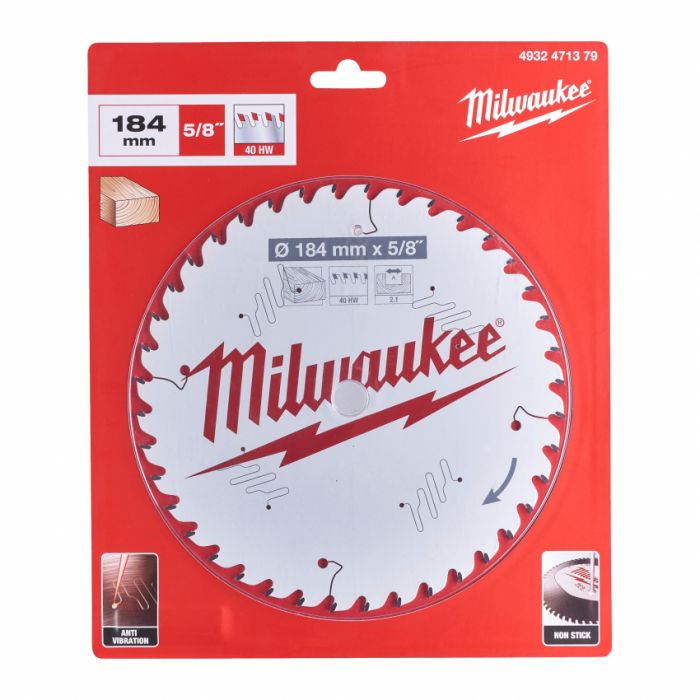 Диск пиляльний PFTE MILWAUKEE, Ø184х5/8"х2,1мм, 40 зуб. 1