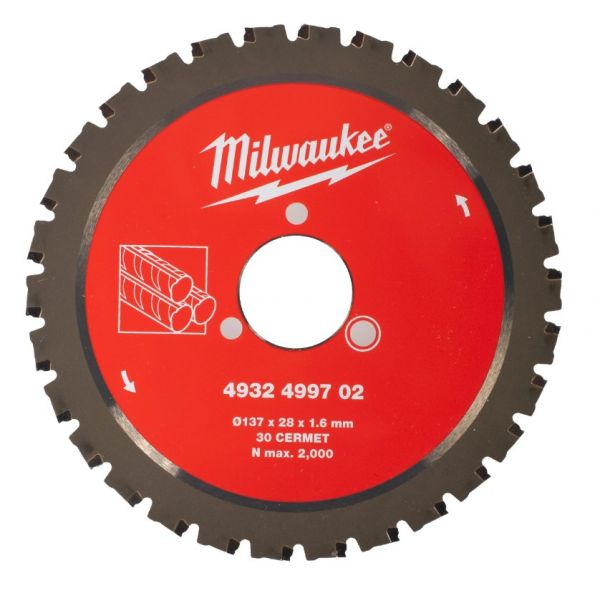 Диск пиляльний по металу MILWAUKEE для різака арматури Ø137x28x1,6мм, 30зуб