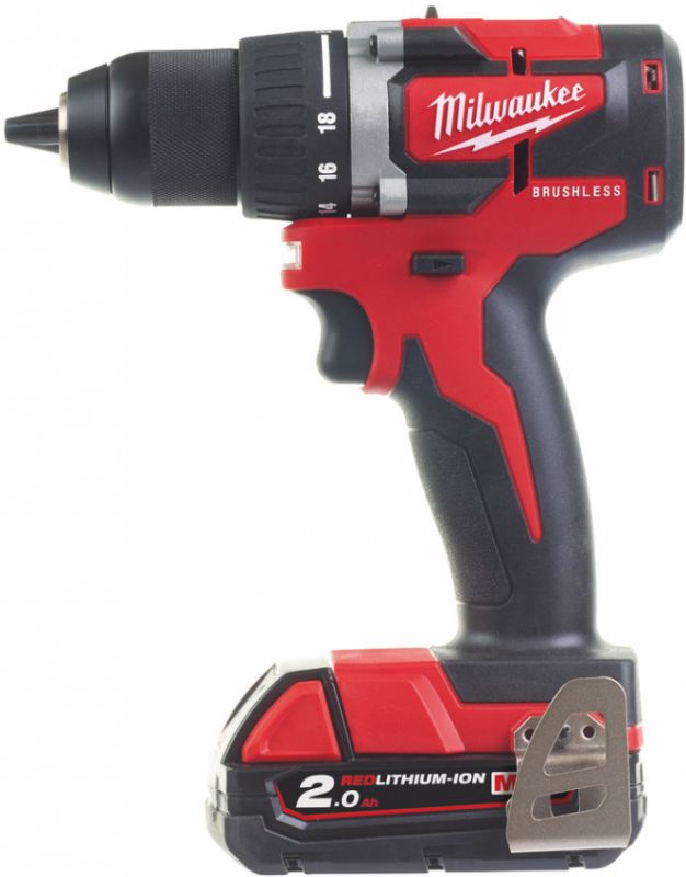 Дриль-шуруповерт акумуляторний MILWAUKEE, M18 CBLDD-202C, 60Нм, (зарядний пристрій, 2 акум.Х 2Ач, кейс)