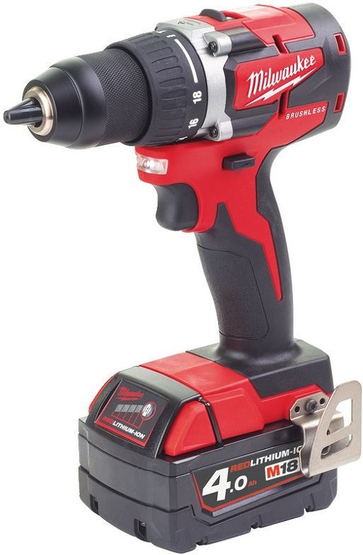 Дриль-шуруповерт акумуляторний MILWAUKEE, M18 CBLDD-402C, 60Нм, (зарядний пристрій, 2 акум.Х 4Ач, кейс)