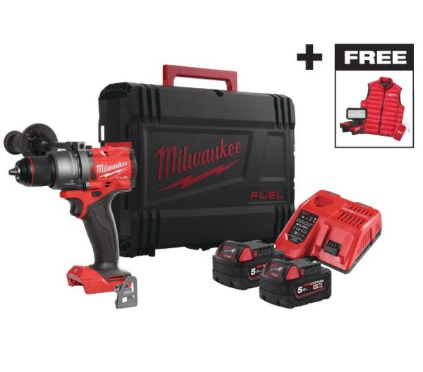 Дриль-шурупокрут з ударом акумуляторний MILWAUKEE, M18 FPD3MC-502X, 158Нм, (ЗП+2акум.Х5Аг+HDкейс)+M18 ALIS-0+жилетка