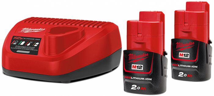 Энергокомплект MILWAUKEE, M12 NRG-202 (  заряд.устройство, 2 акум.Х 2Ач)