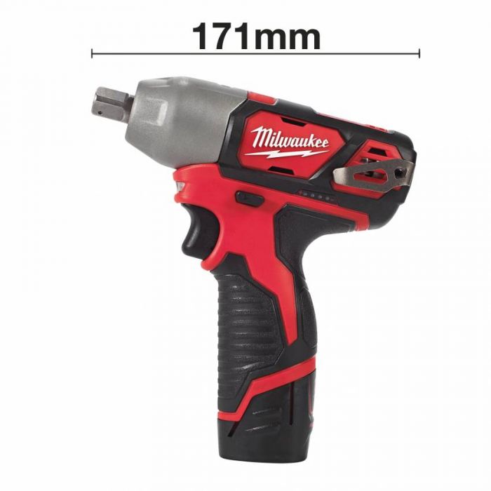 Гайкокрут акумуляторний 1/2" MILWAUKEE, M12 BIW12-202C, 138Нм, ( зар.пристрій, 2 акум.Х 2Ач, кейс)