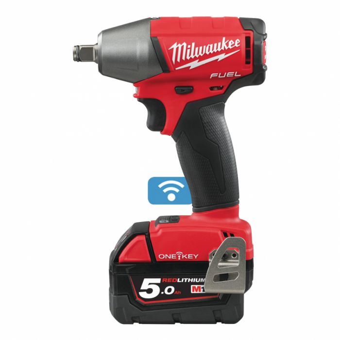 Гайкокрут акумуляторний 1/2" MILWAUKEE, M18 ONEIWF12-502X, 300Нм (зарядний пристрій, 2 акум.Х 5Ач, HDкейс)