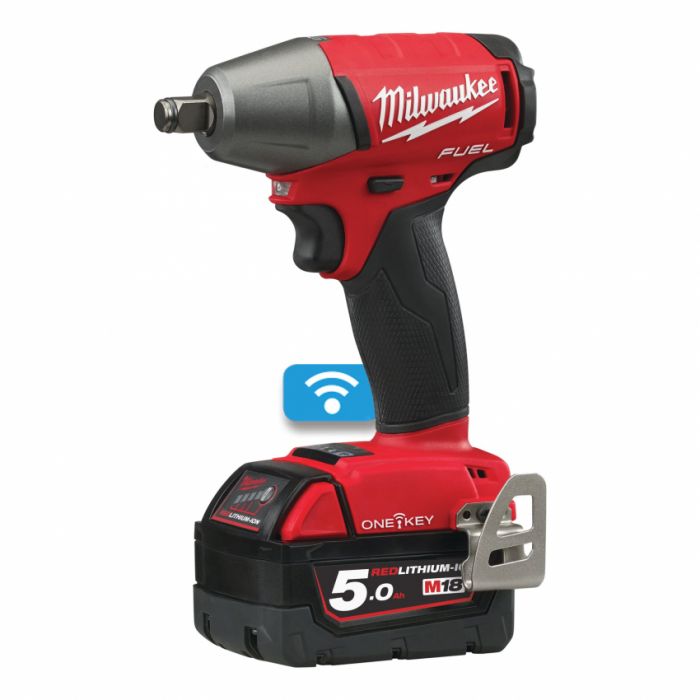 Гайкокрут акумуляторний 1/2" MILWAUKEE, M18 ONEIWF12-502X, 300Нм (зарядний пристрій, 2 акум.Х 5Ач, HDкейс)