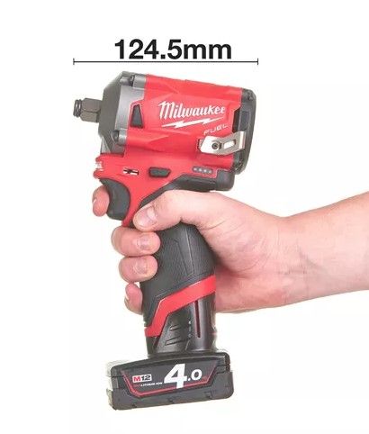 Гайковерт акумуляторний 1/2" MILWAUKEE, M12 FIWF12-422X, 339 Нм, (заряд. пристрій, 1 акум.Х 2Ач, 1 акум.Х 4Ач, HD кейс)