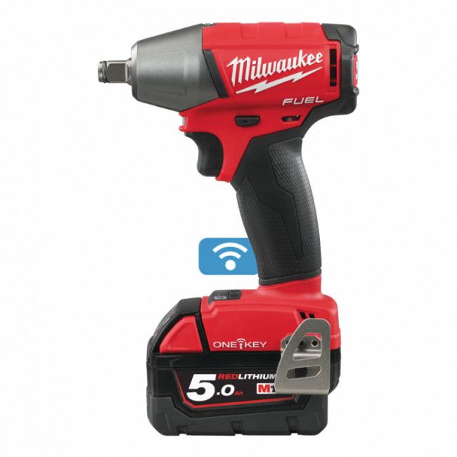 Гайкокрут акумуляторний 1/2" MILWAUKEE, M18 ONEIWF12-502X, 300Нм (зарядний пристрій, 2 акум.Х 5Ач, HDкейс)